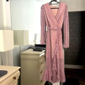 Kensie Pink Metallic Ruffle Dress